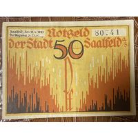 Нотгельд 50 пфеннигов 1921 год. Заальфельд. Веймарская республика