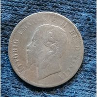 Италия 10 чентизимо 1866 г. Отметка монетного двора: "N" - Неаполь, KM# 11