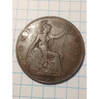 1 пенни Великобритания 1920 год.