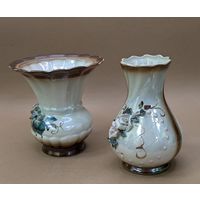 Вазы 2 шт.  Розы, керамика, фаянс 1990-е годы. Одним лотом. С рубля.