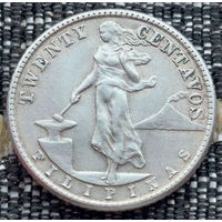 Американские Филиппины 20 центов 1944 года, D, UNC. Серебро! Девушка. Орел США. Сторгуй за свою цену, предложи обмен!