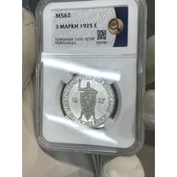 3 марки 1925 E нечастая монета в ms 62 !( заниженный грейд при перегрейде вполне может взять PL , или грейд на несколько пунктов выше ) зеркальная , яркая !