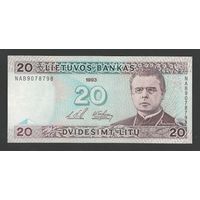 Литва 20 лит 1993 года. Тип P-57. Состояние XF+/aUNC