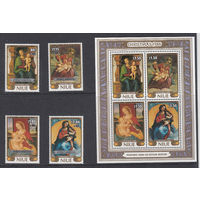 Живопись. Ниуе. 1986. 4 марки и 1 блок. Michel N 690-693, бл107 (44,0 е)