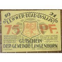 Нотгельд 75 пфеннигов 1922 год. Лангенхорн. Веймарская республика
