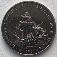 Доминикана 1 песо 1988 г. 500 лет открытия Америки. Флот Колумба