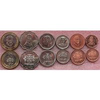 Ямайка. набор 6 монет 10, 25 центов 1, 5, 10, 20 долларов 1996 - 2008 год