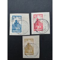 Польша 1918 Полная серия марок на вырезках "Zarki" выпуск "Вид города" (гашеные) Mi.1-3 каталог 210.00 евро