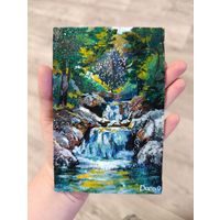Картина темперными красками на двп, 10x15