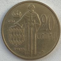 Монако 20 сантимов 1962 г.
