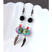 Серьги интересные яркие с тонированным гематитом