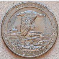 США 25 центов (квотер) 2018 P Block  Island Rhode Island