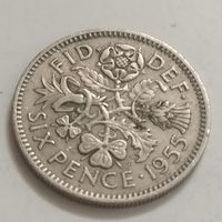 Великобритания 6 пенсов 1955г.