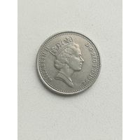 Монета 10 пенсов 1992 года. С рубля.