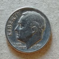 США 10 центов (дайм) 1967 год, "Roosevelt Dime", KM# 195a