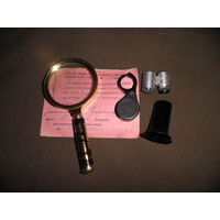 Большая лупа,карманный микроскоп 50-х (с подсветкой),лупа 10-х и лупа 7-х.С рубля.