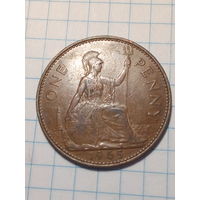 1 пенни Великобритания 1965 год.