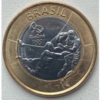 Бразилия 1 реал 2015 г. XXXI летние Олимпийские Игры, Рио-де-Жанейро 2016. Регби