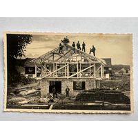 Старинное фото Строительство дома в Альпах -03