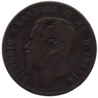 Королевство Италия. 10 чентезимо 1862. Страсбург (Франция). 1-й год эмиссии.