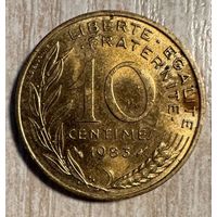 Монета 10 сантимов 1963 год. Франция. С рубля без МЦ.