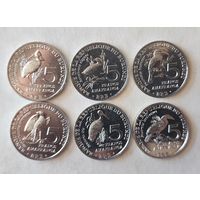 Бурунди - 5 франков 2014 (набор 6 шт) - "Птицы" Фауна UNC