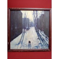 С рубля без мц. картина Сорокин "Город кошкам"  оргалит фанера. 60х60см.