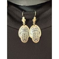 Серьги Северная Чернь 925 пробы серебро с позолотой