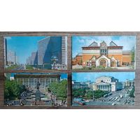 Открытки "Москва". 1977, изд."Правда" (4 штуки : Большой театр, Третьяковская галерея, Пушкинская площадь, пр-т Калинина)
