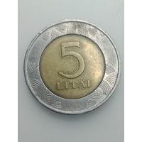 Литва 5 лит 1999 года .