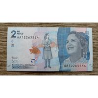 Werty71 Колумбия 2000 песо 2015 UNC банкнота 2 тысячи