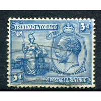 Британские колонии - Тринидад и Тобаго - 1922/28г. - Британия, король Георг V, 3 P - 1 марка - гашёная [Mi 108]. #4-B5-136-A-1