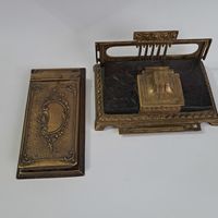 Чернильница и блокнот.Старинный набор.Бронза.