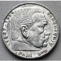 Германия 5 рейхсмарок 1936 F, серебро, состояние