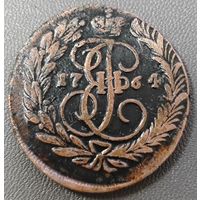 2 копейки 1764 года (ММ, Красный монетный двор) Сохран коллекционный.