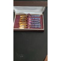 Ложки кофейные, серебро 916, позолота, эмаль,редкие