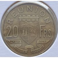 Реюньон 20 франков 1964 г. В холдере