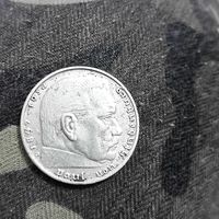 2 рейхсмарки(1939г.) (D) Серебро.