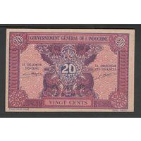 Французский Индокитай 20 центов 1942 года. Тип Р-90. Состояние аUNC