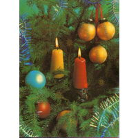 Подписанная открытка 1985г. "С Новым годом! Свечи" фото В. Зеленова