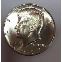 1/2 доллара 1967 Кеннеди США 12 грамм серебра! Горящая! Идеальный сохран
