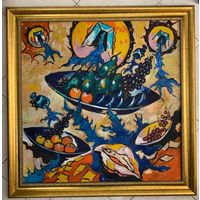 Кищенко А.М."Натюрморт в пространстве", размер с  рамой 120х120 см., 97,5х97,5 см. ДВП, масло.