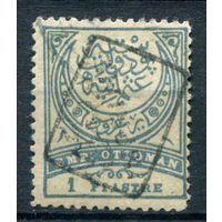 Османская Империя (Турция) - 1891г. - полумесяц, чёрная надпечатка IMPRIME, 1 Pia - 1 марка - гашёная [Mi 66]. #4-W2-116-A-1