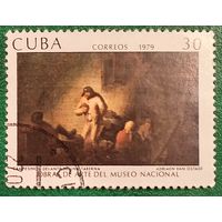 Куба 1979. Голландский живописец Адриан ван Остаде картина Крестьяне перед таверной