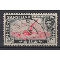 Занзибар /ZANZIBAR 1957 Флот Парусник в море Султан Халифа бен Харуб Занзибарский Used