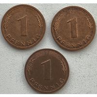 Германия 1 пфенниг 1991 г. G. Цена за 1 шт.