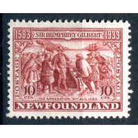 Британские колонии - Ньюфаундленд - 1933г. - вступление во владение, 350 лет перехода владения Ньюфаундлендом Хемфри Гилберту, 10 с - 1 марка - чистая, без клея [Mi 208]. #3-WB-82-A-1