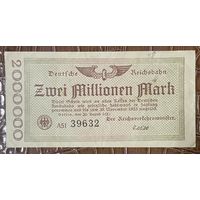 Банкнота 20 миллионов марок 1923 год. Германская имперская железная дорога. Веймарская республика.