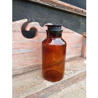 Старинная "Аптечная банка" 3лит цвет- коньячное стекло, для антуража, ссср