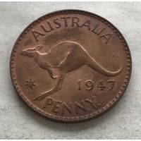 Австралия 1 пенни 1947 Георг VI (Перт - с точкой)